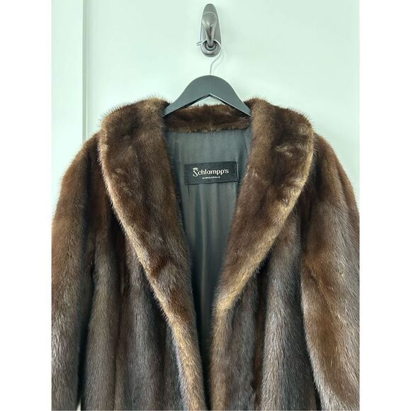 Vintage Schlampps Ranch Mink Fur Winter Coat Brown Women's Size Small - Picture 8 of 8